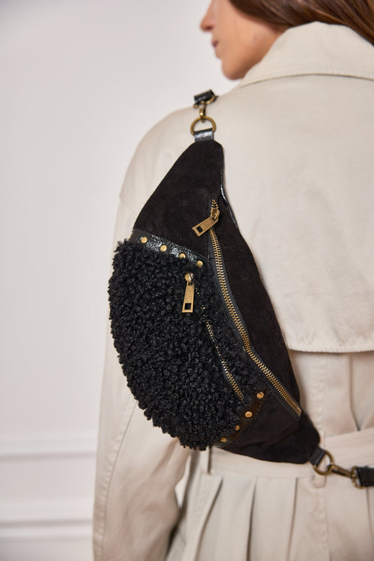 Sac banane cuir et moumoute