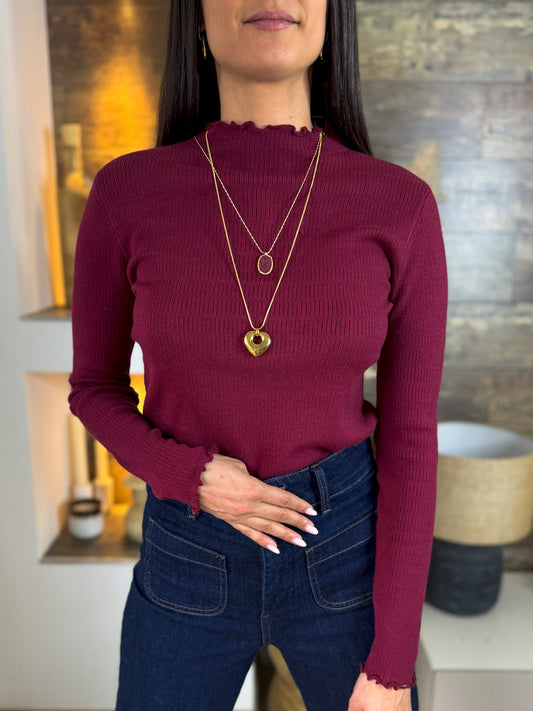 Pull fin Minie bordeaux