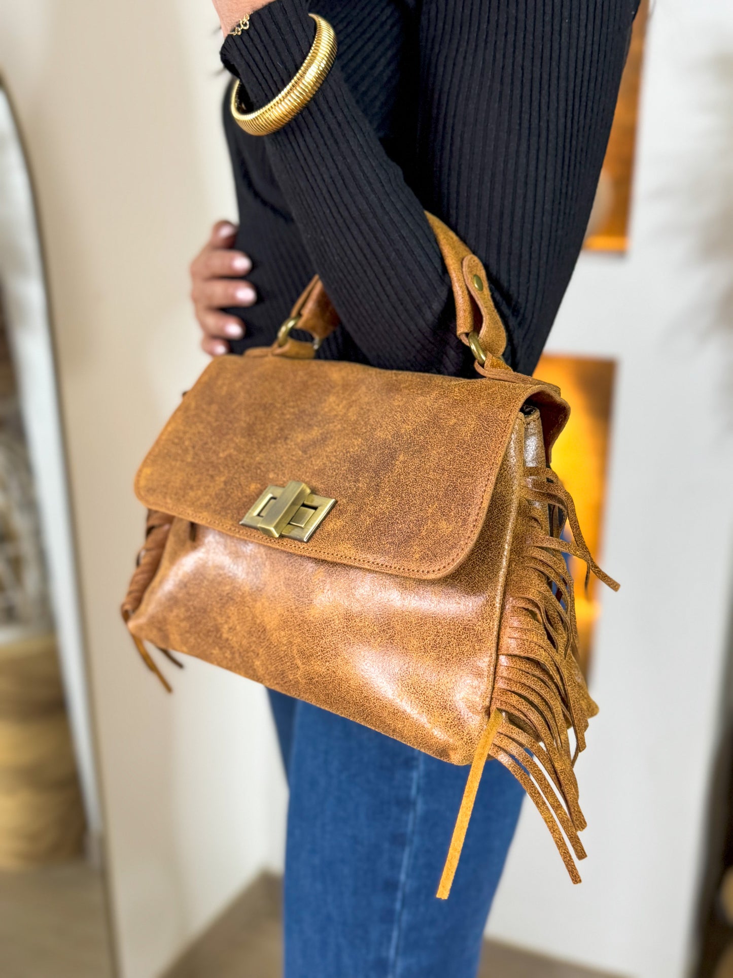 Sac cuir Romy camel